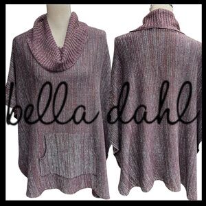 Bella Dahl Heathered Merlot/Grey Cotton Blend Turtleneck Poncho (XS/S)
